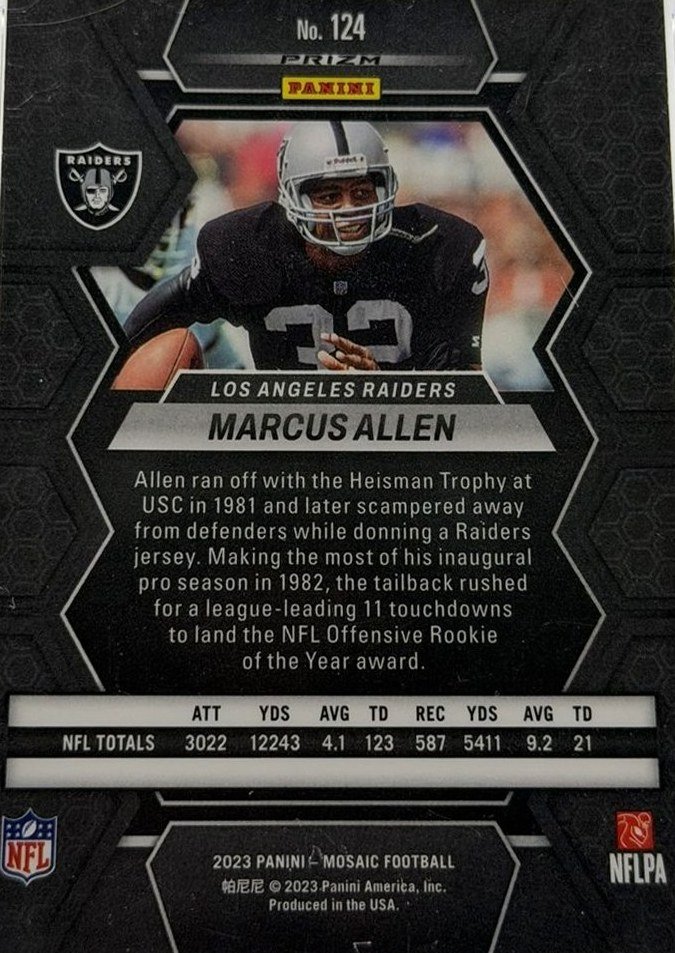 Marcus Allen 2023 Panini Mosaic back
