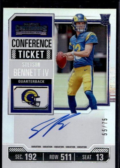 Stetson Bennett IV 2023 Panini Contenders Rookie Ticket Variation Conference Ticket /75