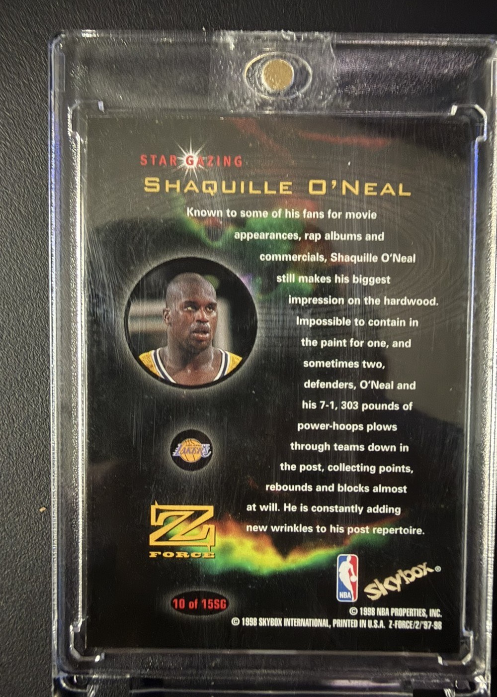 Shaquille O'Neal 1997 Skybox Z-Force back