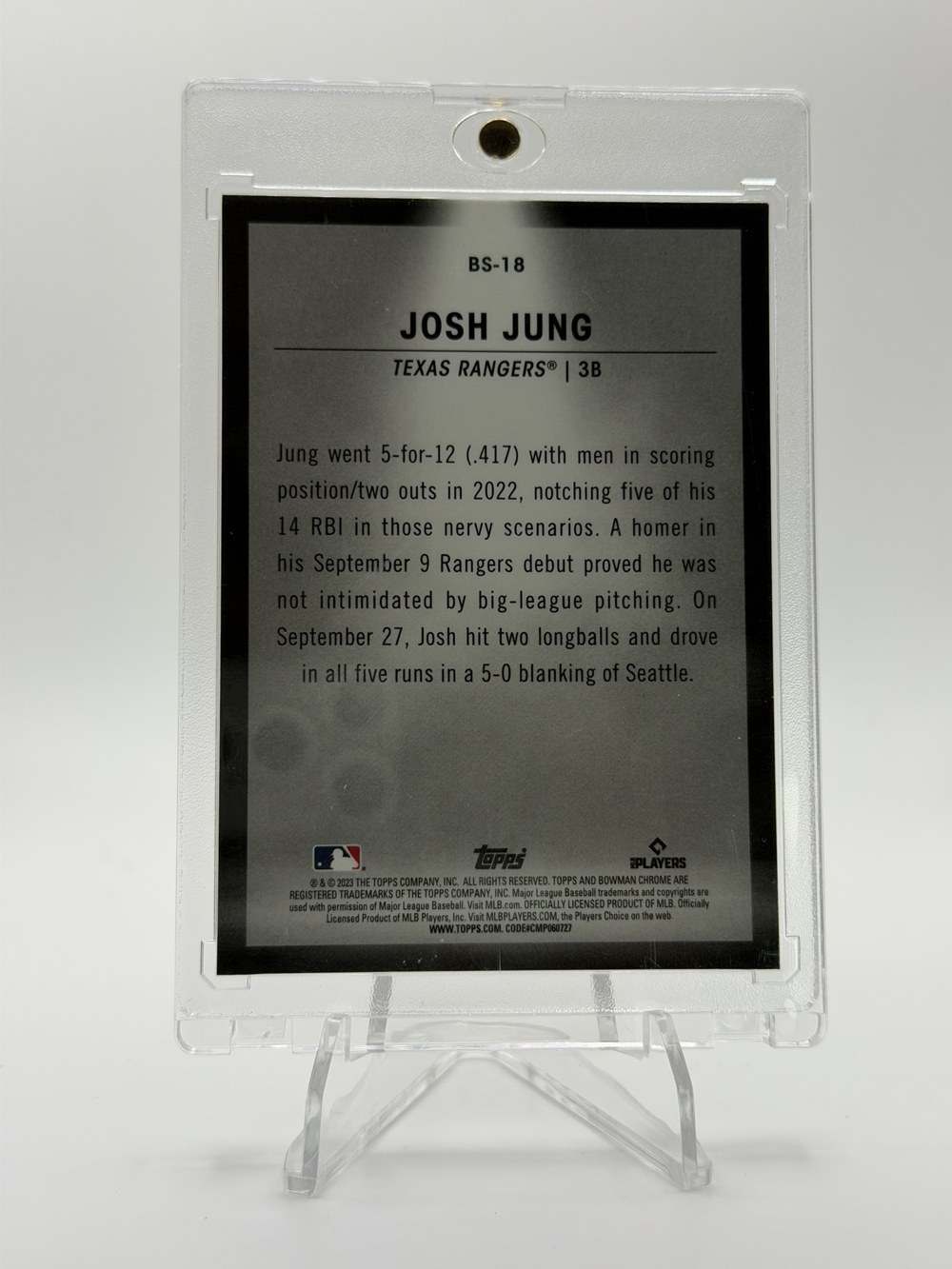 Josh Jung 2023 Bowman Chrome back