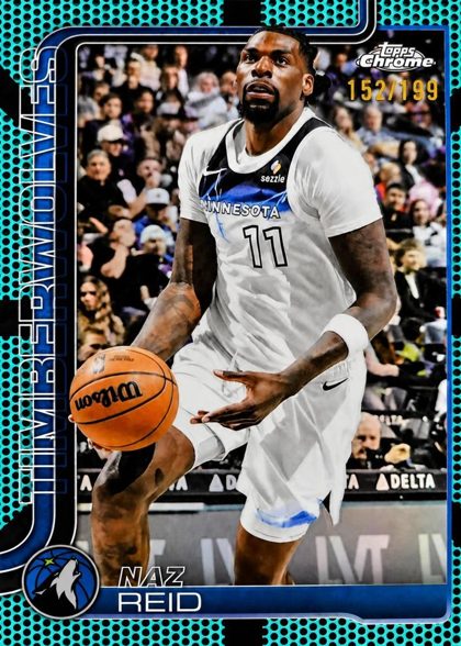 Naz Reid 2025 Topps Chrome Aqua Refractor /199