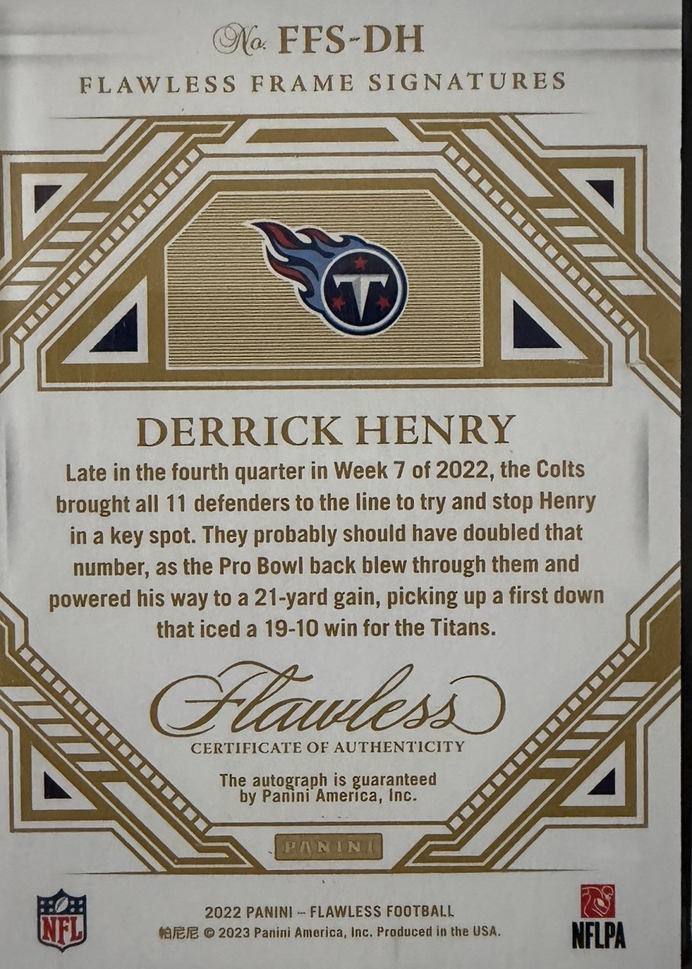Derrick Henry 2022 Panini Flawless back