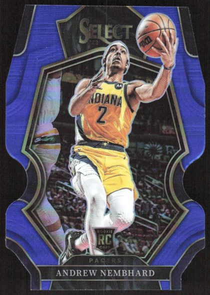 Andrew Nembhard 2022 Panini Select Premier Level Blue Prizm Die-Cut /249