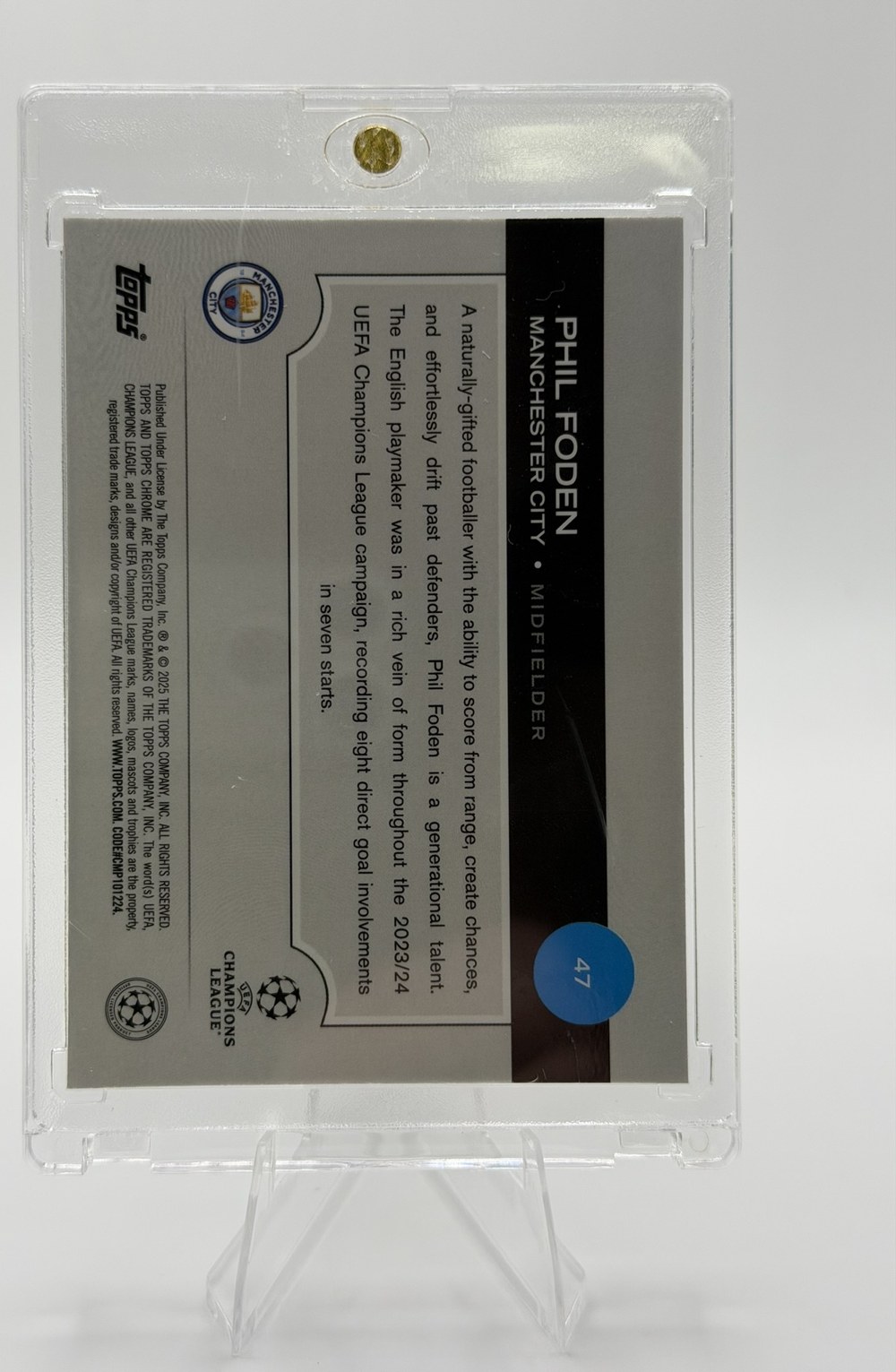 Phil Foden 2024 Topps Chrome UEFA Club Competitions back
