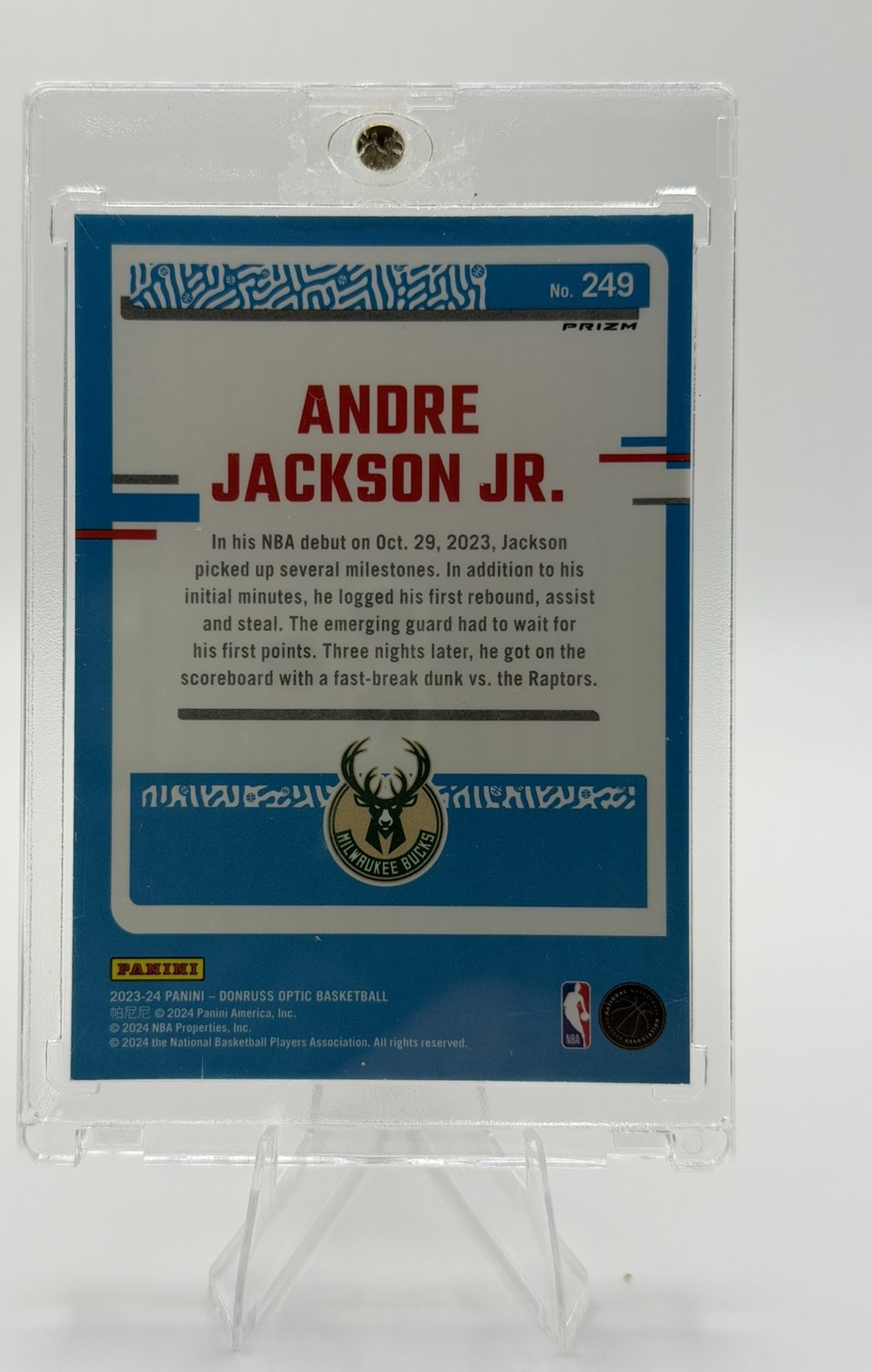 Andre Jackson Jr. 2023 Panini Donruss Optic back