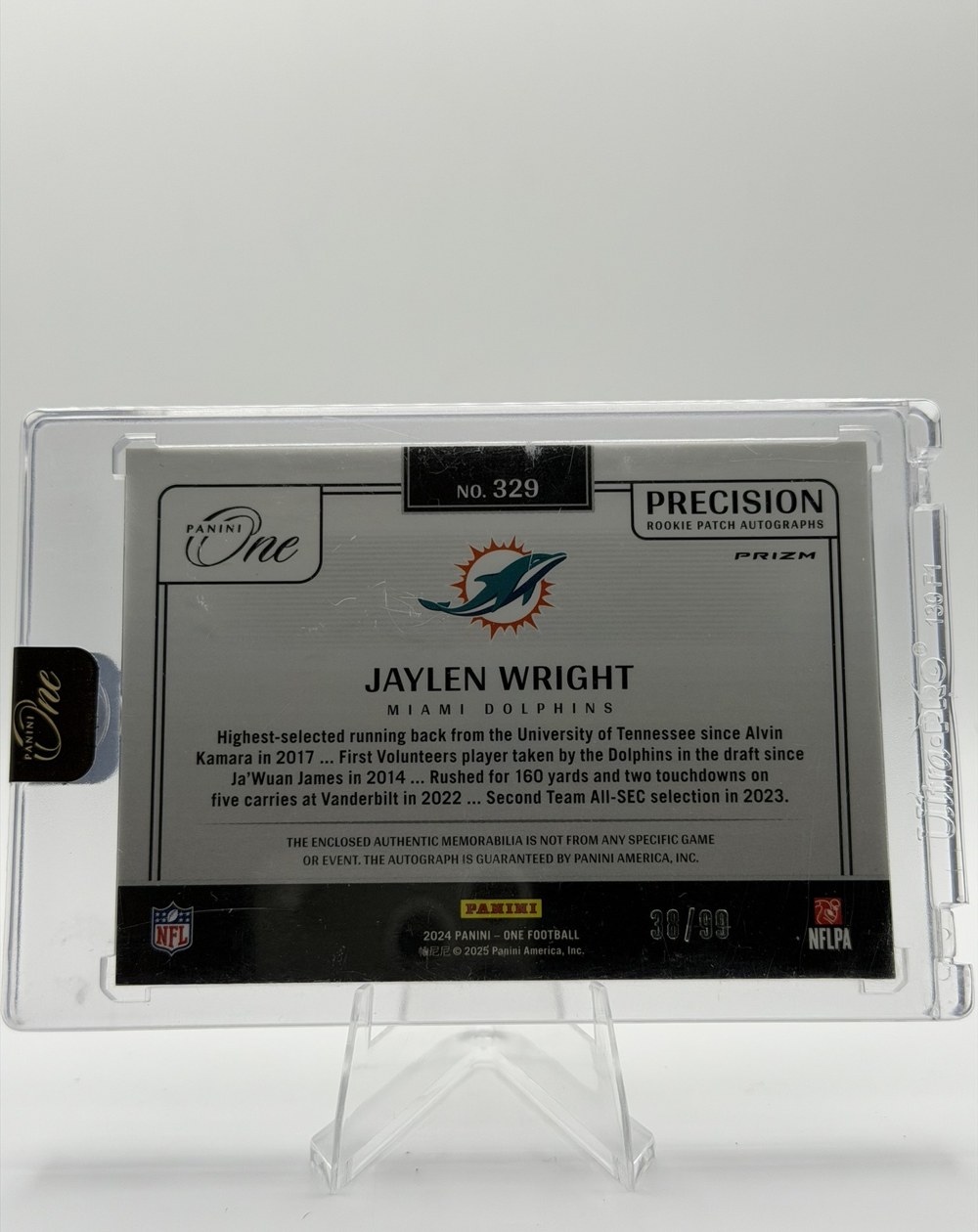 Jaylen Wright 2024 Panini One back