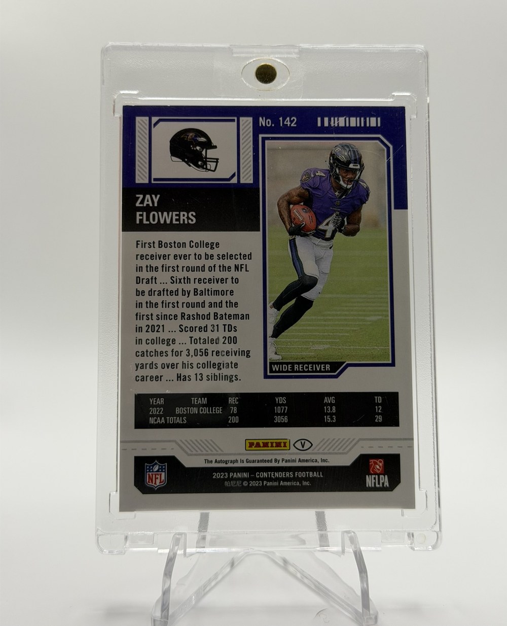 Zay Flowers 2023 Panini Contenders back