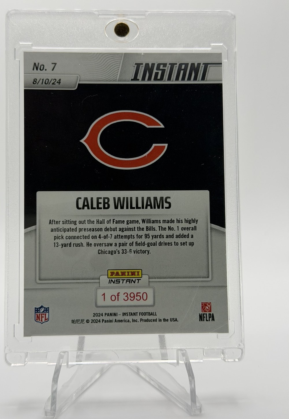 Caleb Williams 2024 Panini Instant back