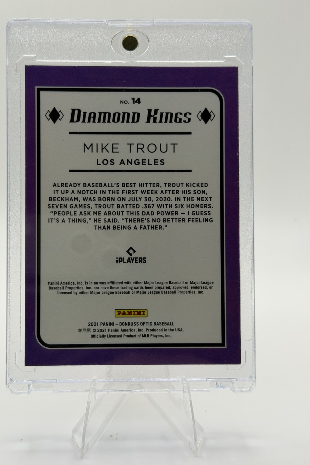Mike Trout 2021 Panini Donruss Optic back