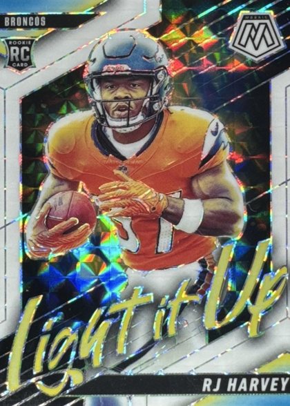 RJ Harvey 2025 Panini Mosaic Light It Up White Mosaic /25