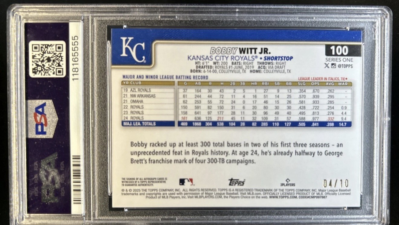 Bobby Witt Jr. 2025 Topps back