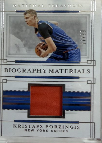 Kristaps Porzingis 2020 Panini National Treasures Biography Materials /99