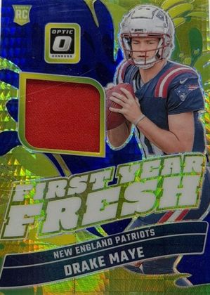 Drake Maye 2024 Donruss Optic First Year Fresh Blue Hyper