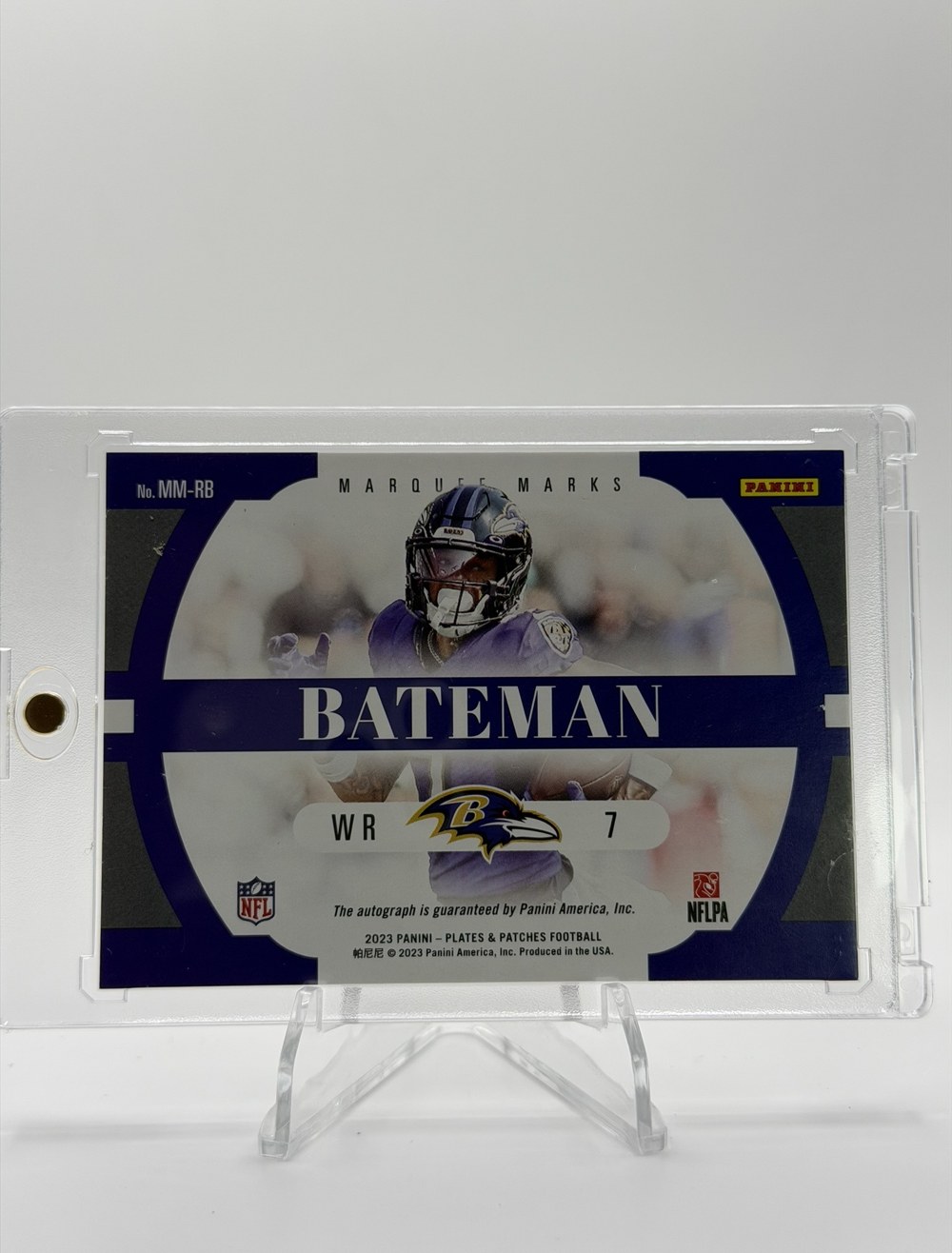 Rashod Bateman 2023 Panini Plates & Patches back