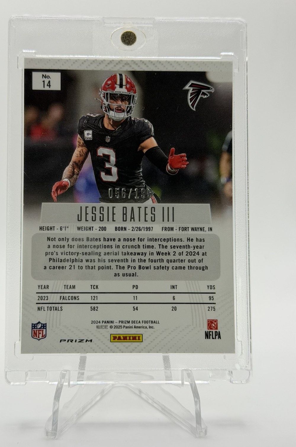 Jessie Bates III 2024 Panini Prizm Deca back