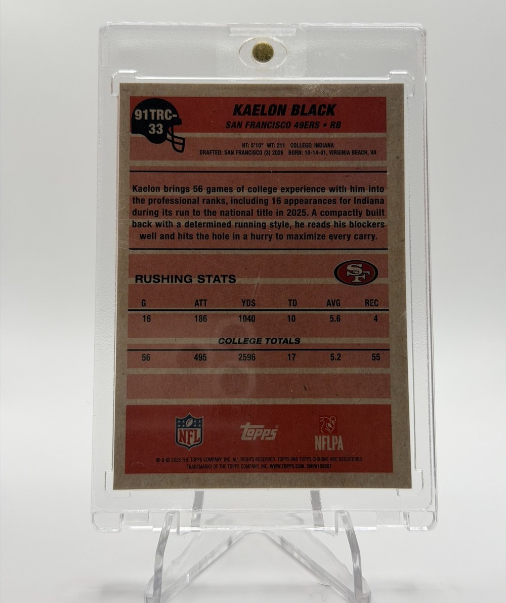 Kaelon Black 2026 Topps back
