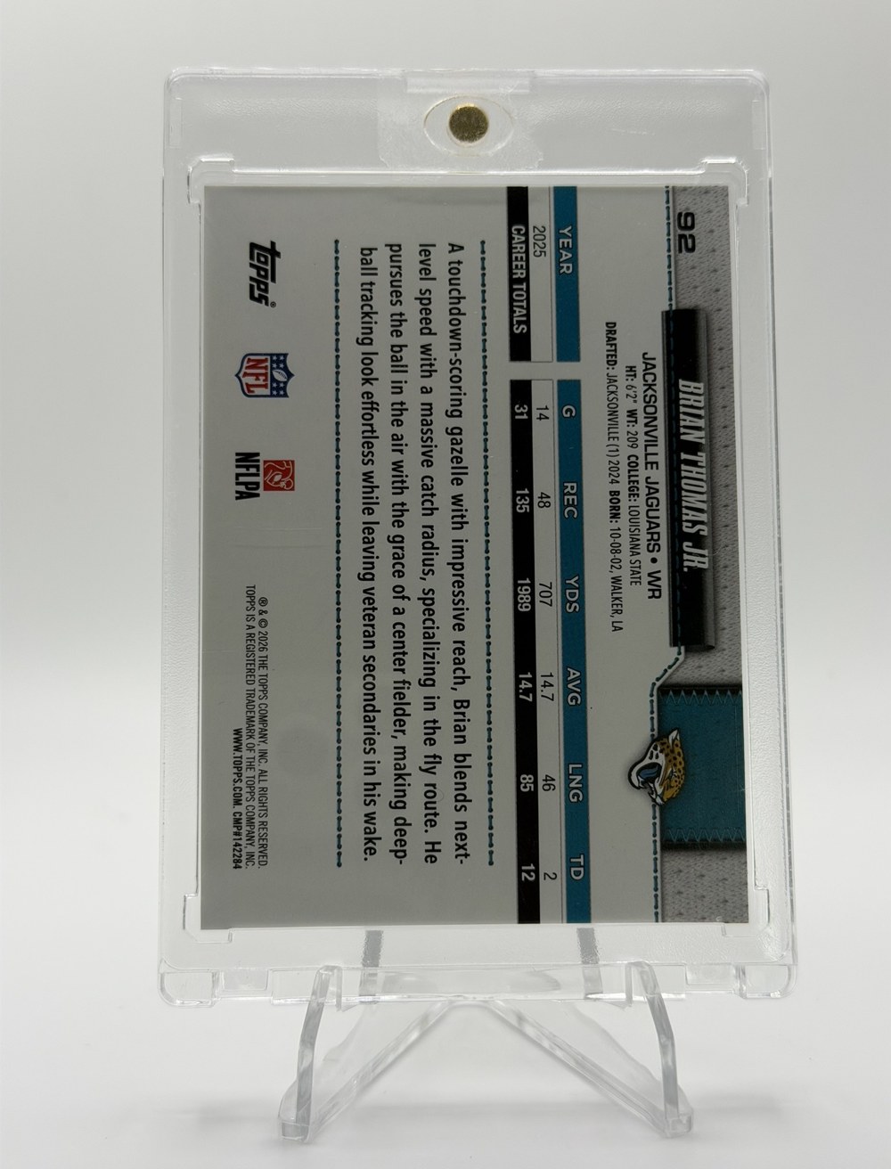 Brian Thomas Jr. 2026 Topps back