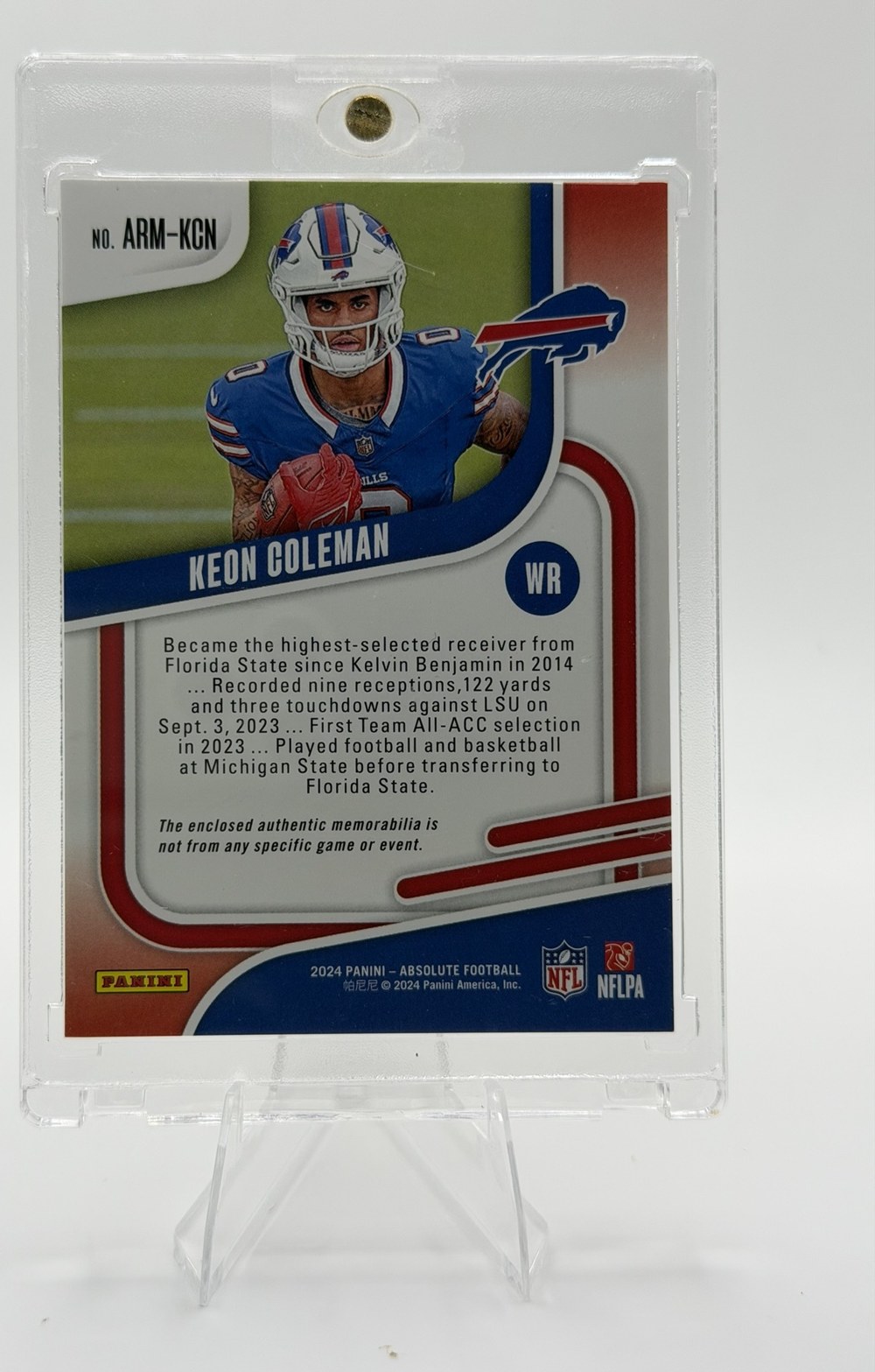 Keon Coleman 2024 Panini Absolute back