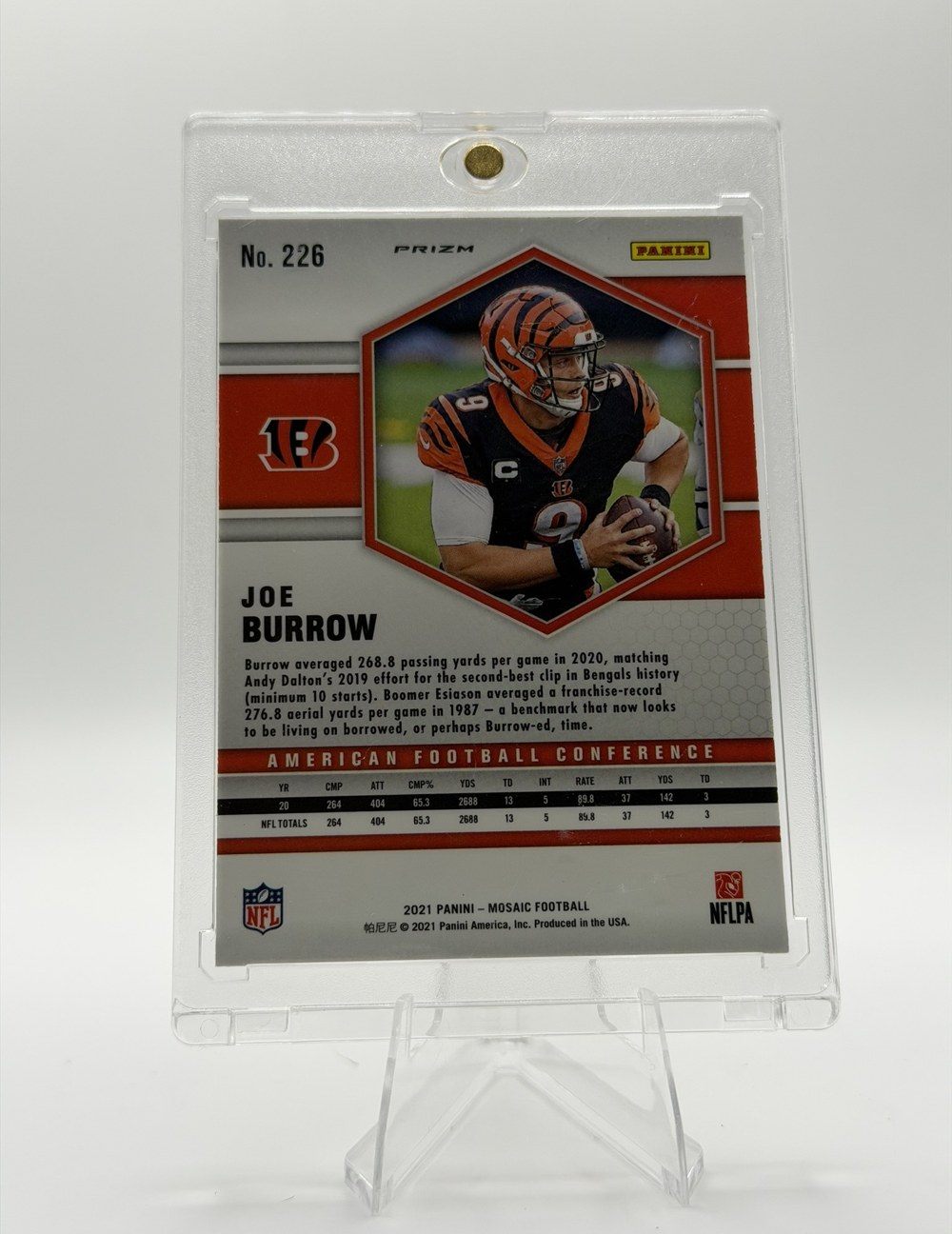 Joe Burrow 2021 Panini Mosaic back