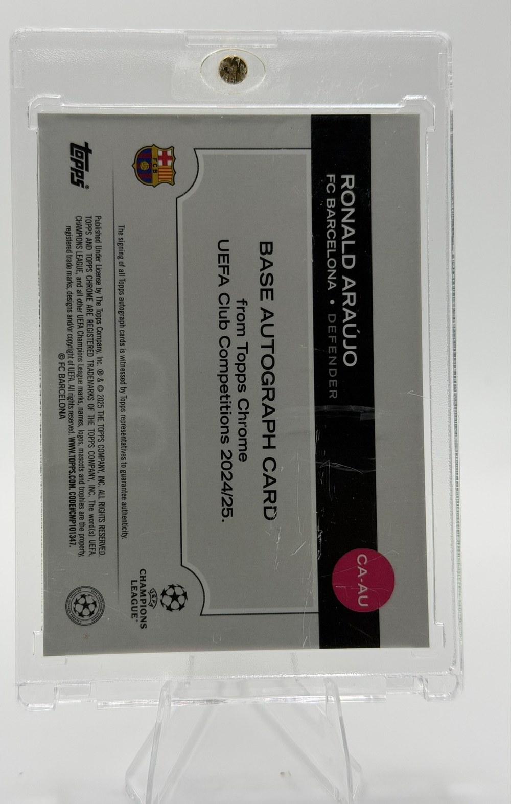 Ronald Araujo 2024 Topps Chrome UEFA Club Competitions back