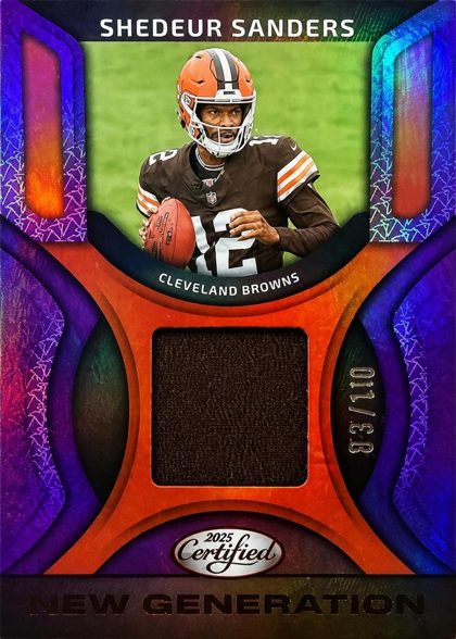 Shedeur Sanders 2025 Panini Certified New Generation Jerseys Mirror Purple /399