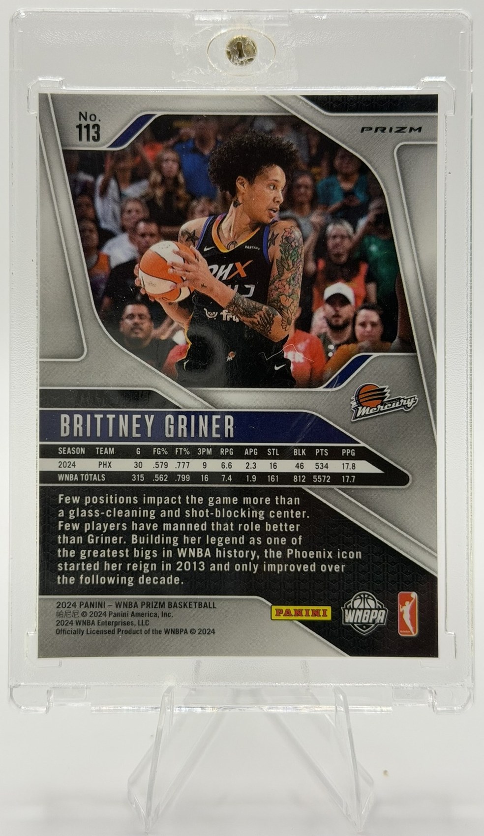 Brittney Griner 2024 Panini Prizm WNBA back