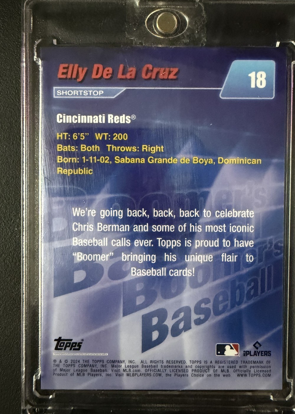 Elly De La Cruz 2024 Topps Boomer's Baseball back