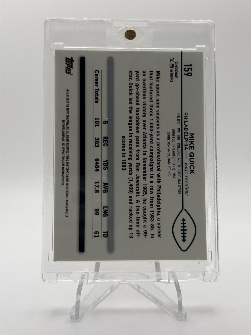Mike Quick 2024 Topps Chrome back