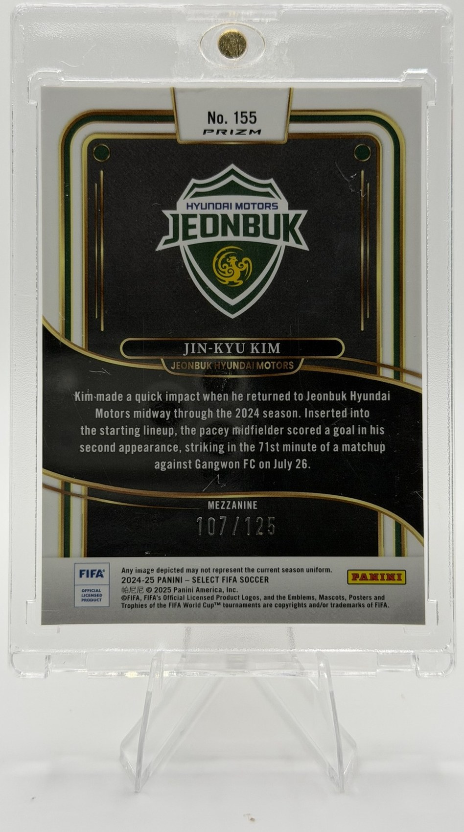Jin-Kyu Kim 2024 Panini Select FIFA back