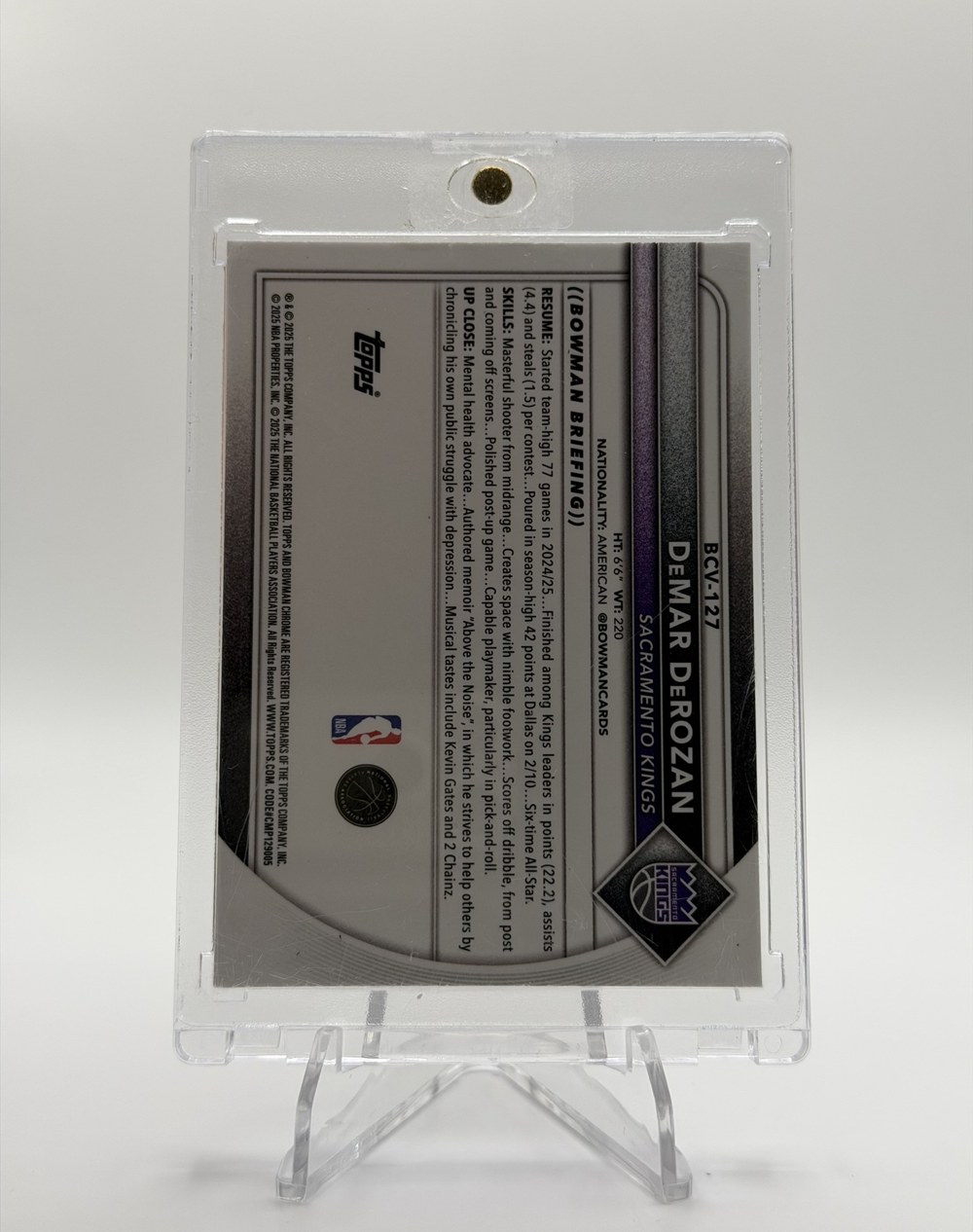 DeMar DeRozan 2025 Bowman Chrome back