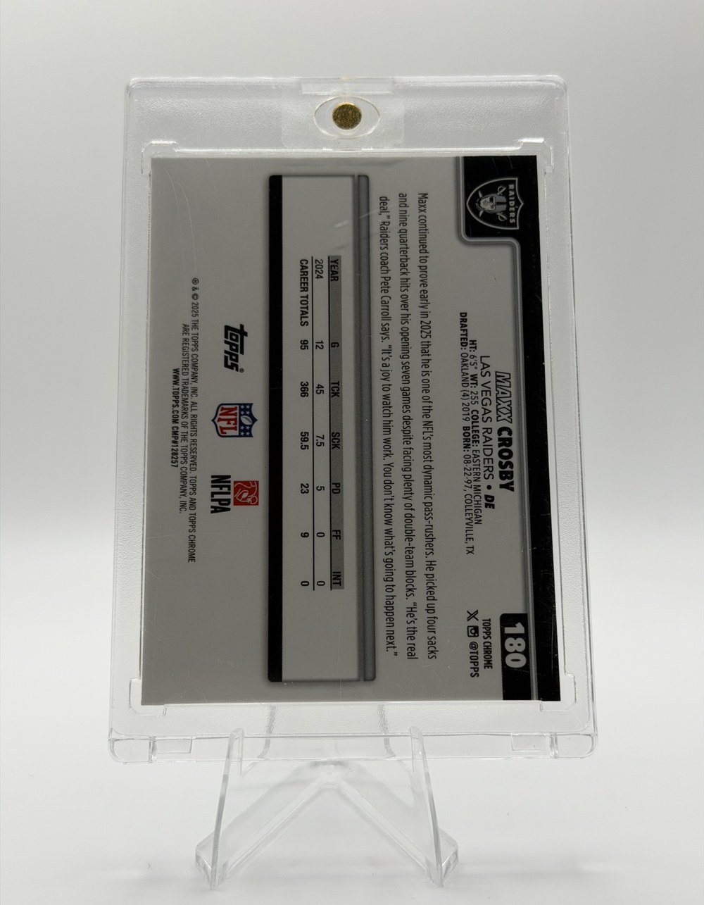 Maxx Crosby 2025 Topps Chrome back