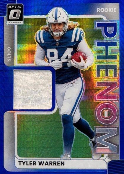 Tyler Warren 2025 Donruss Optic Rookie Phenoms Blue Hyper