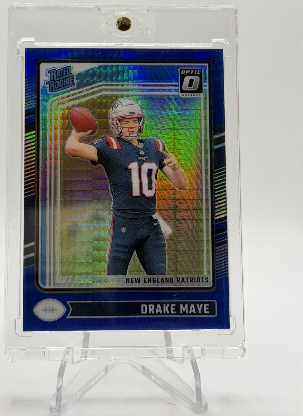 Drake Maye 2024 Panini Donruss Optic Rated Rookie Blue Hyper