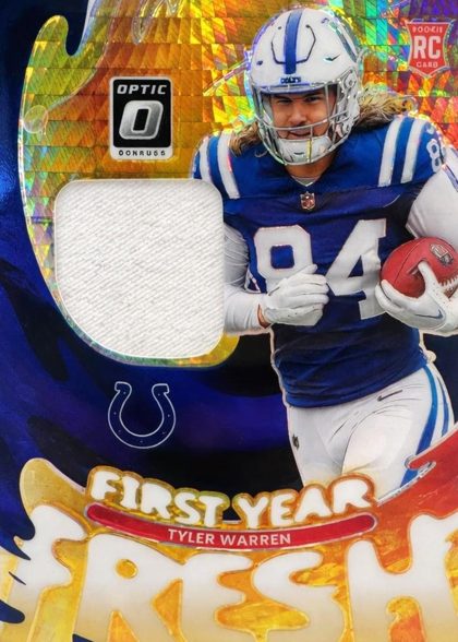 Tyler Warren 2025 Donruss Optic First Year Fresh Blue Hyper