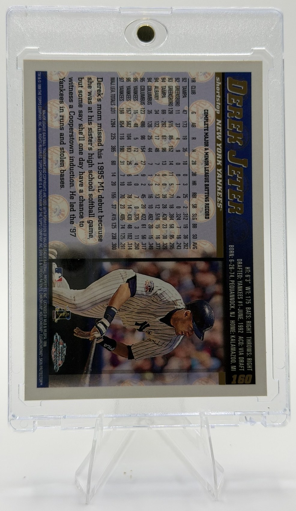 Derek Jeter 1998 Topps Chrome back