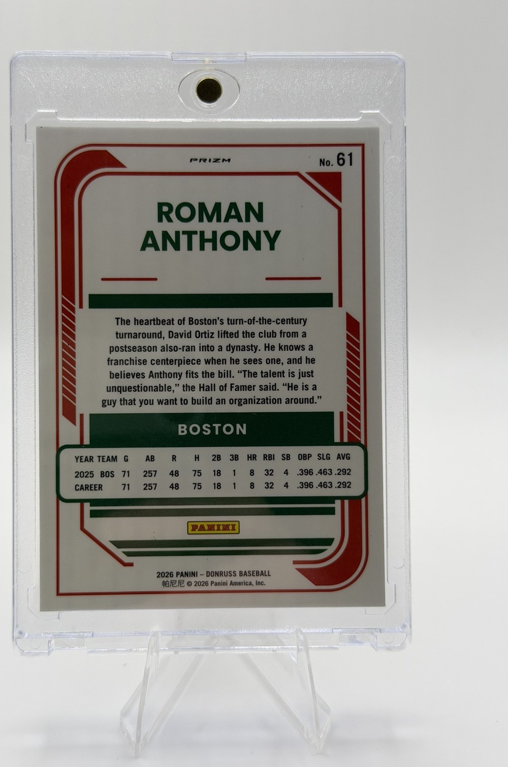 Roman Anthony 2026 Donruss Optic back