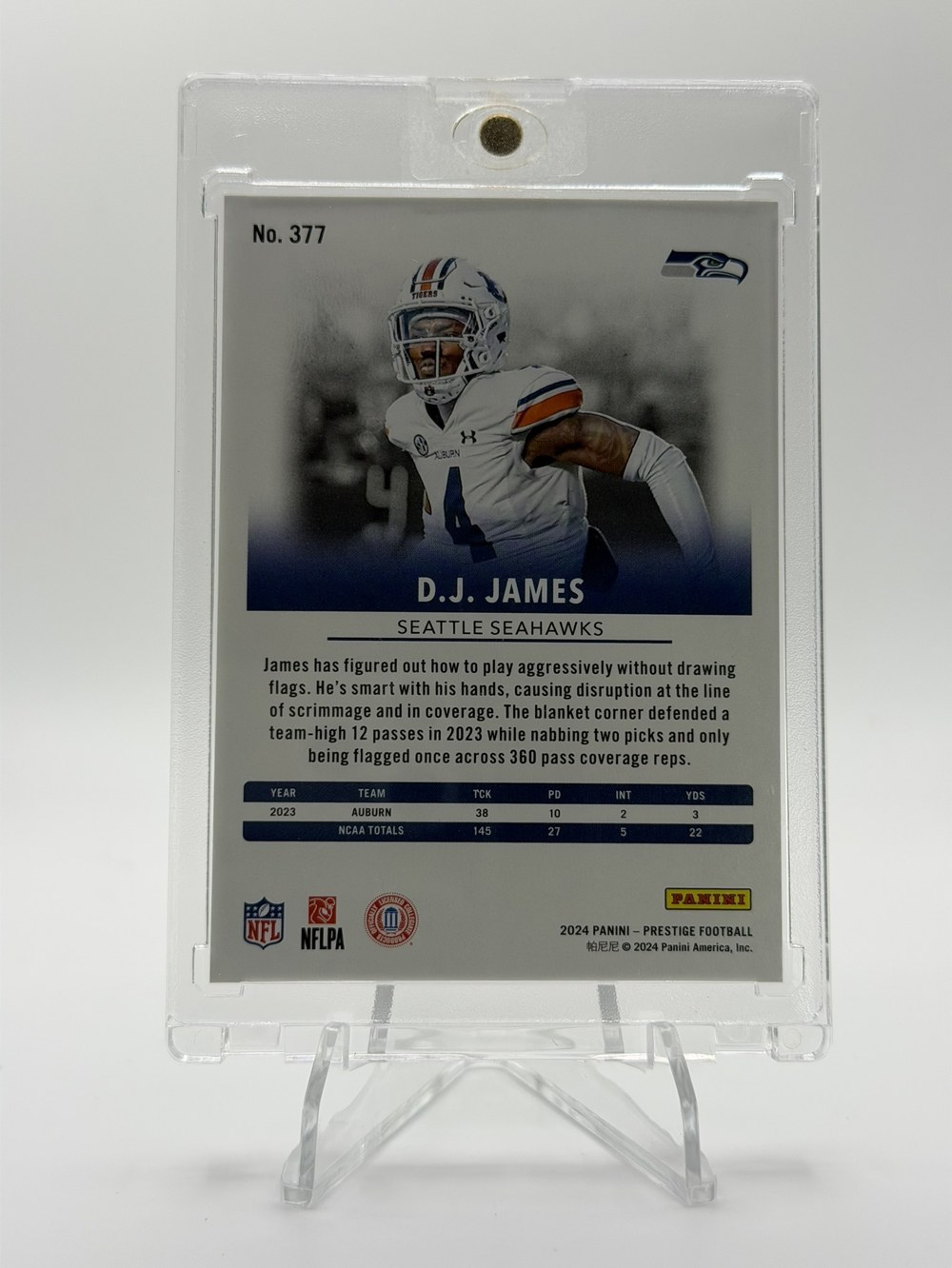 D.J. James 2024 Panini Prestige back