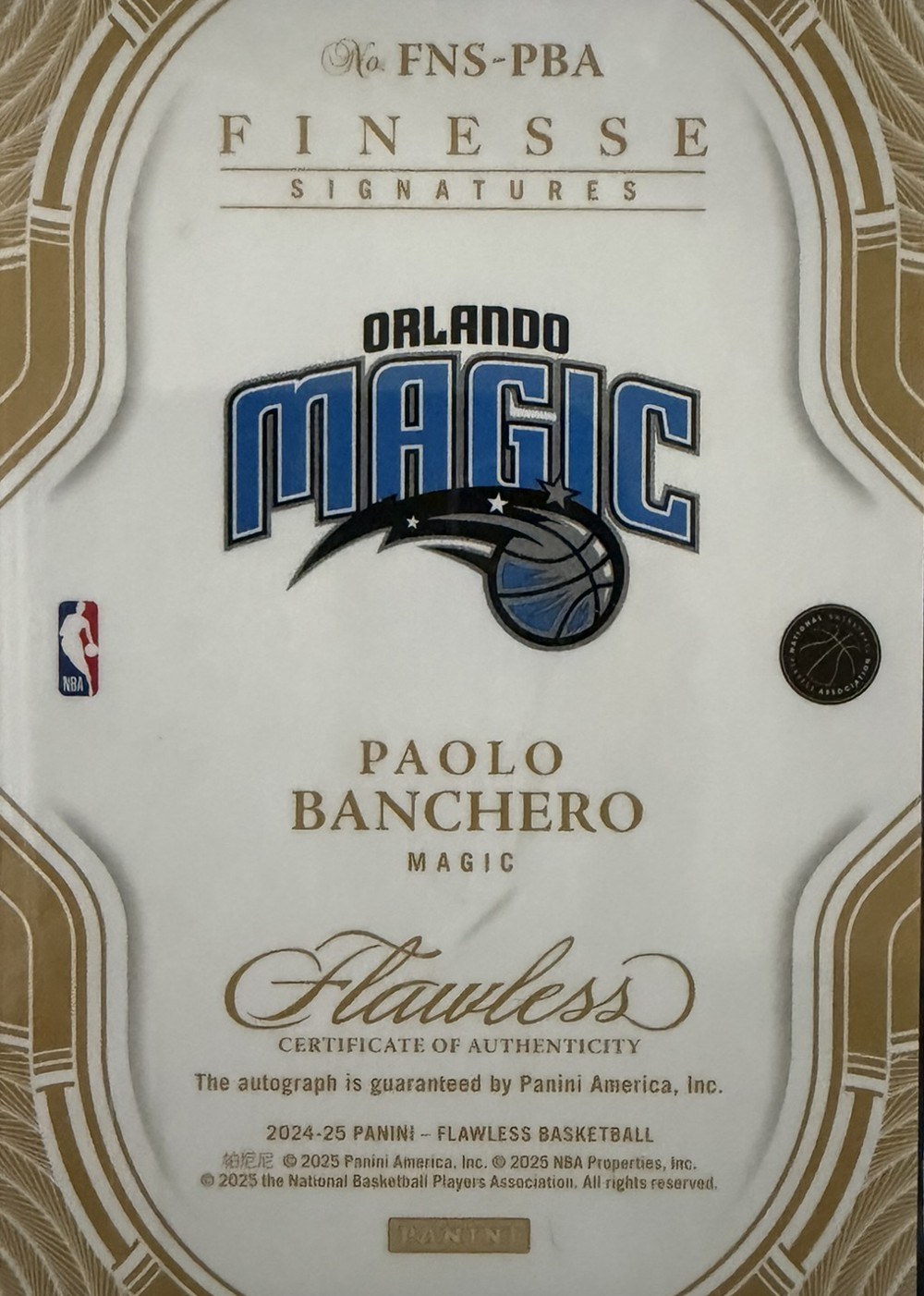 Paolo Banchero 2024 Panini Flawless back