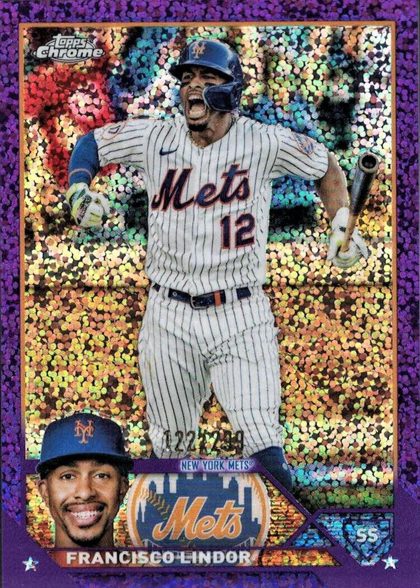 Francisco Lindor 2023 Topps Chrome Purple Speckle Refractor /299