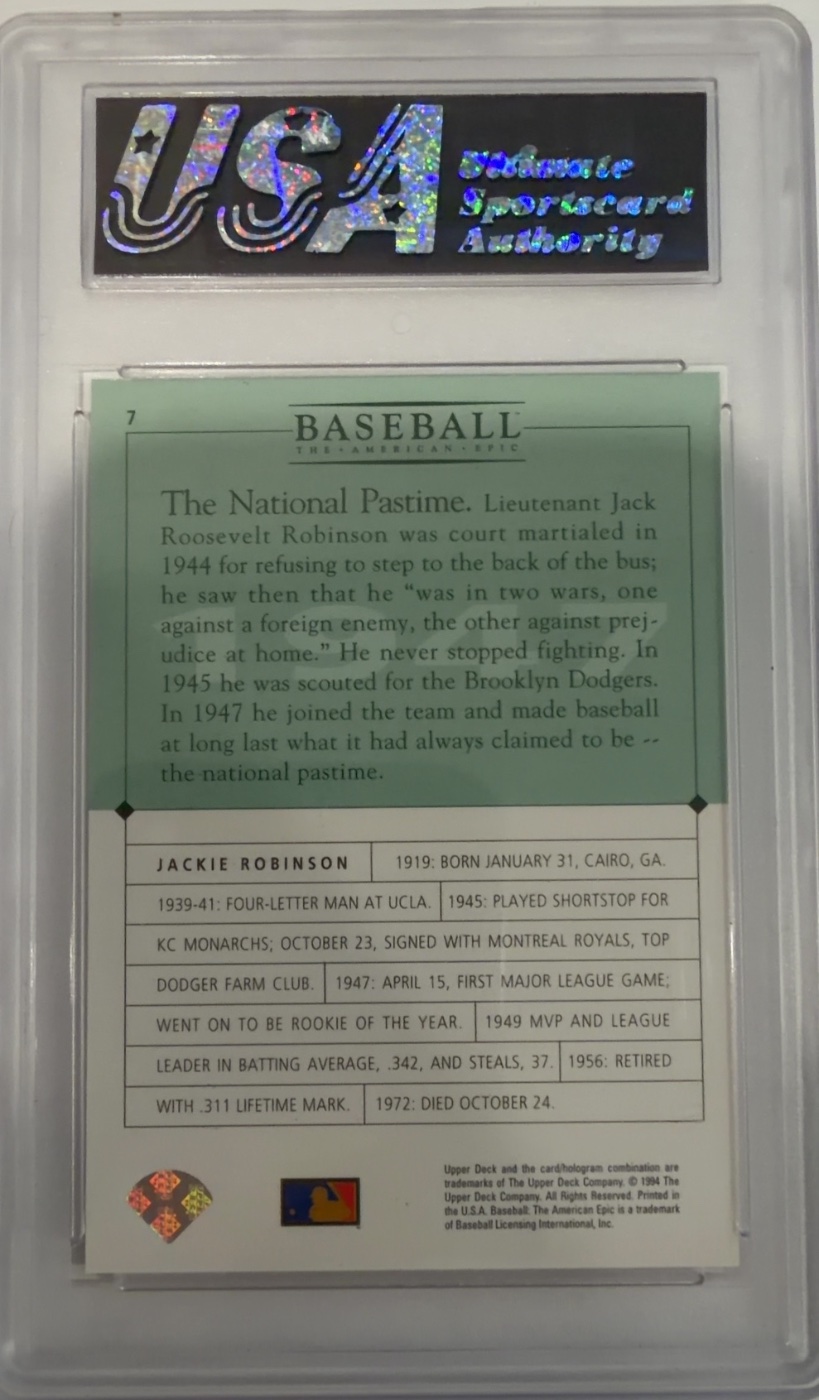 Jackie Robinson 1994 1994 Upper Deck The American Epic Baseball back