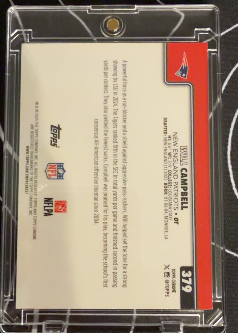 Will Campbell 2025 Topps Chrome back