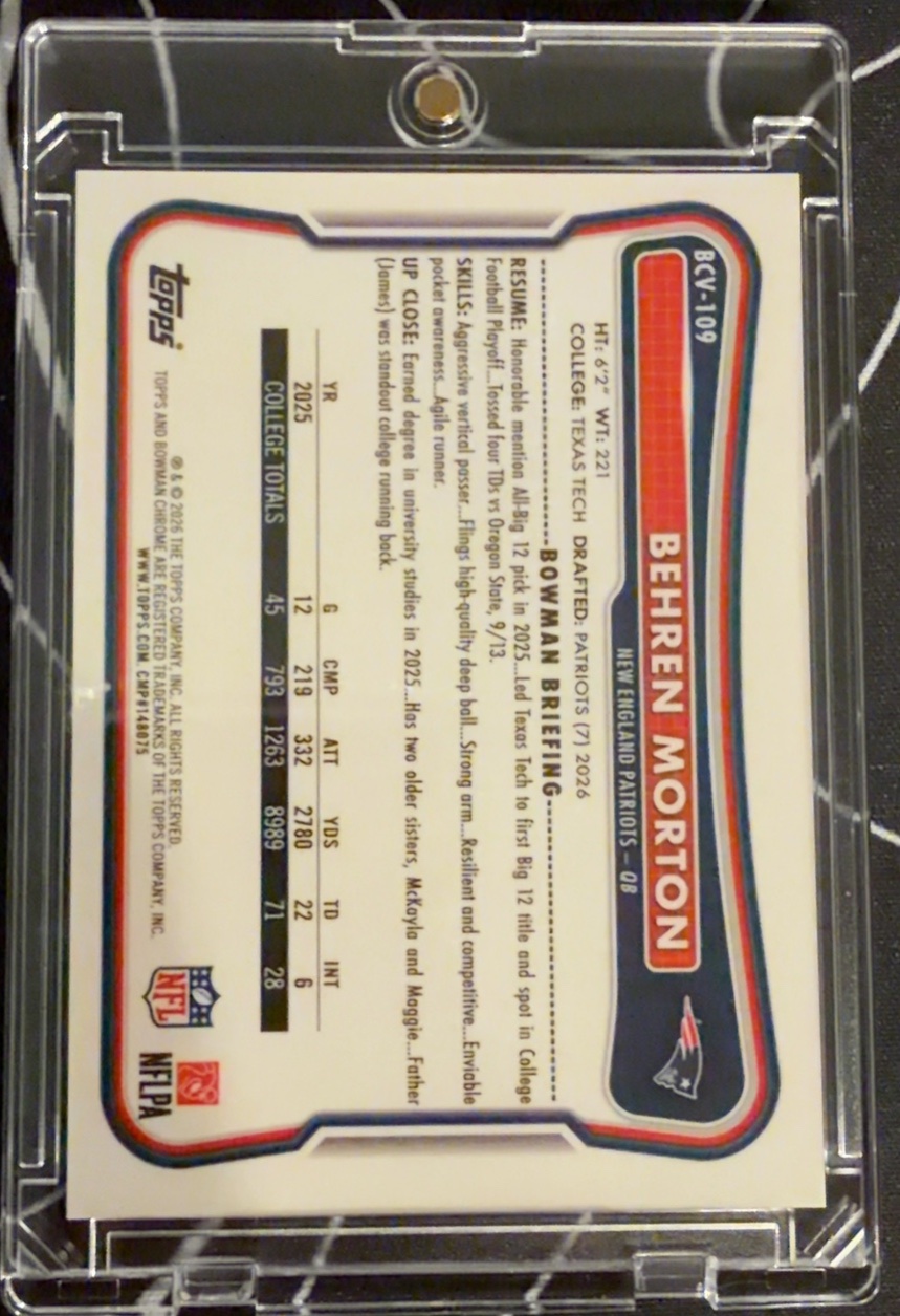 Behren Morton 2026 Bowman Chrome back