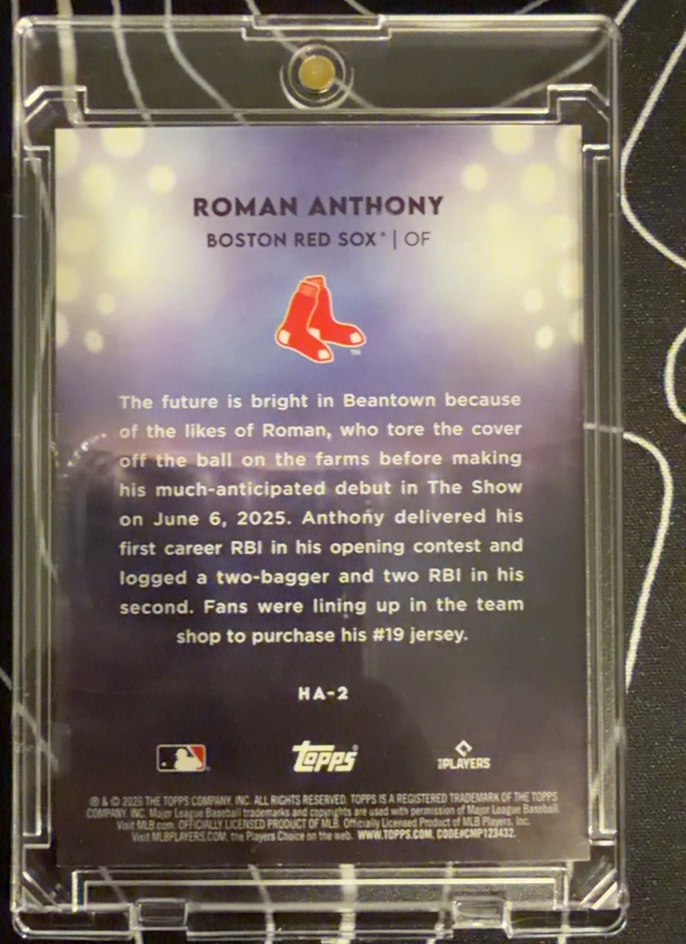 Roman Anthony 2026 Topps back