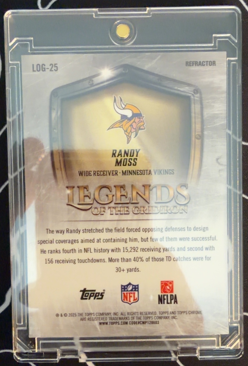Randy Moss 2025 Topps Chrome back