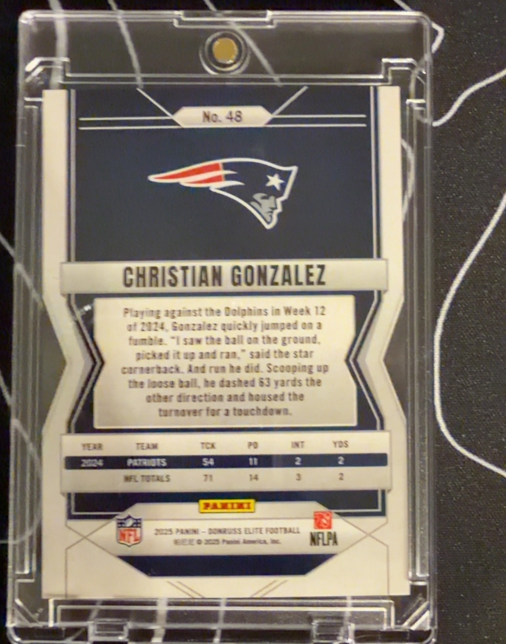 Christian Gonzalez 2025 Panini Donruss Elite back