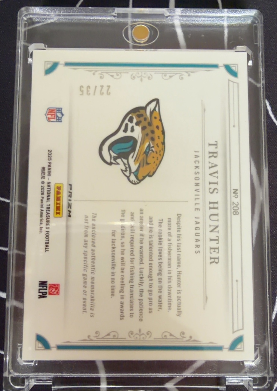 Travis Hunter 2025 Panini National Treasures back