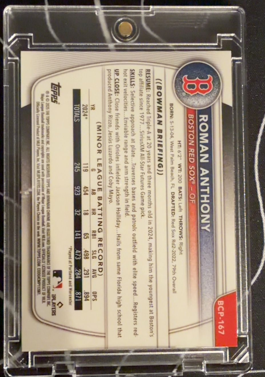 Roman Anthony 2025 Bowman Chrome back