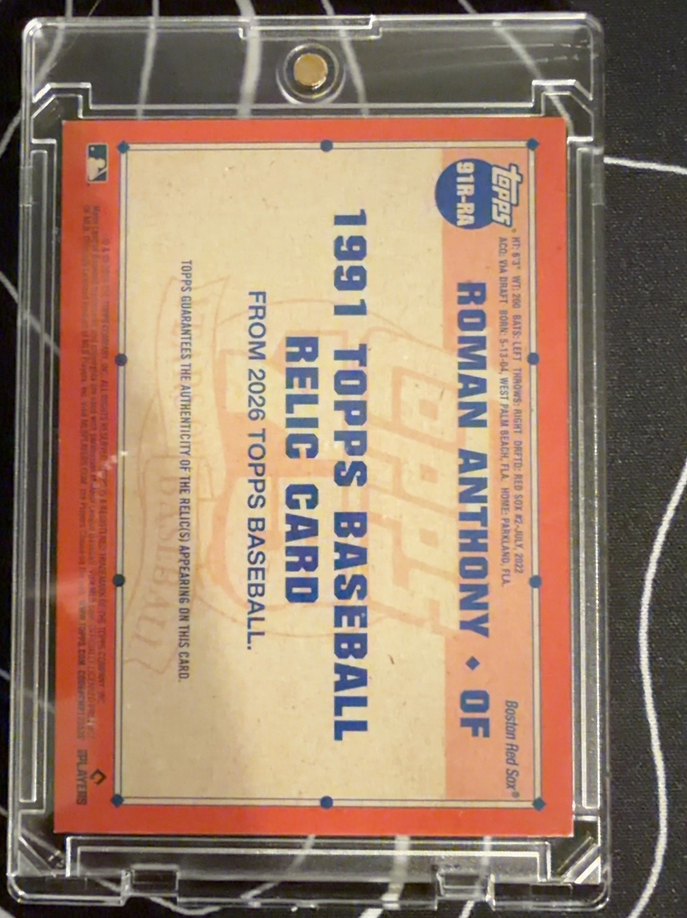 Roman Anthony 2026 Topps back
