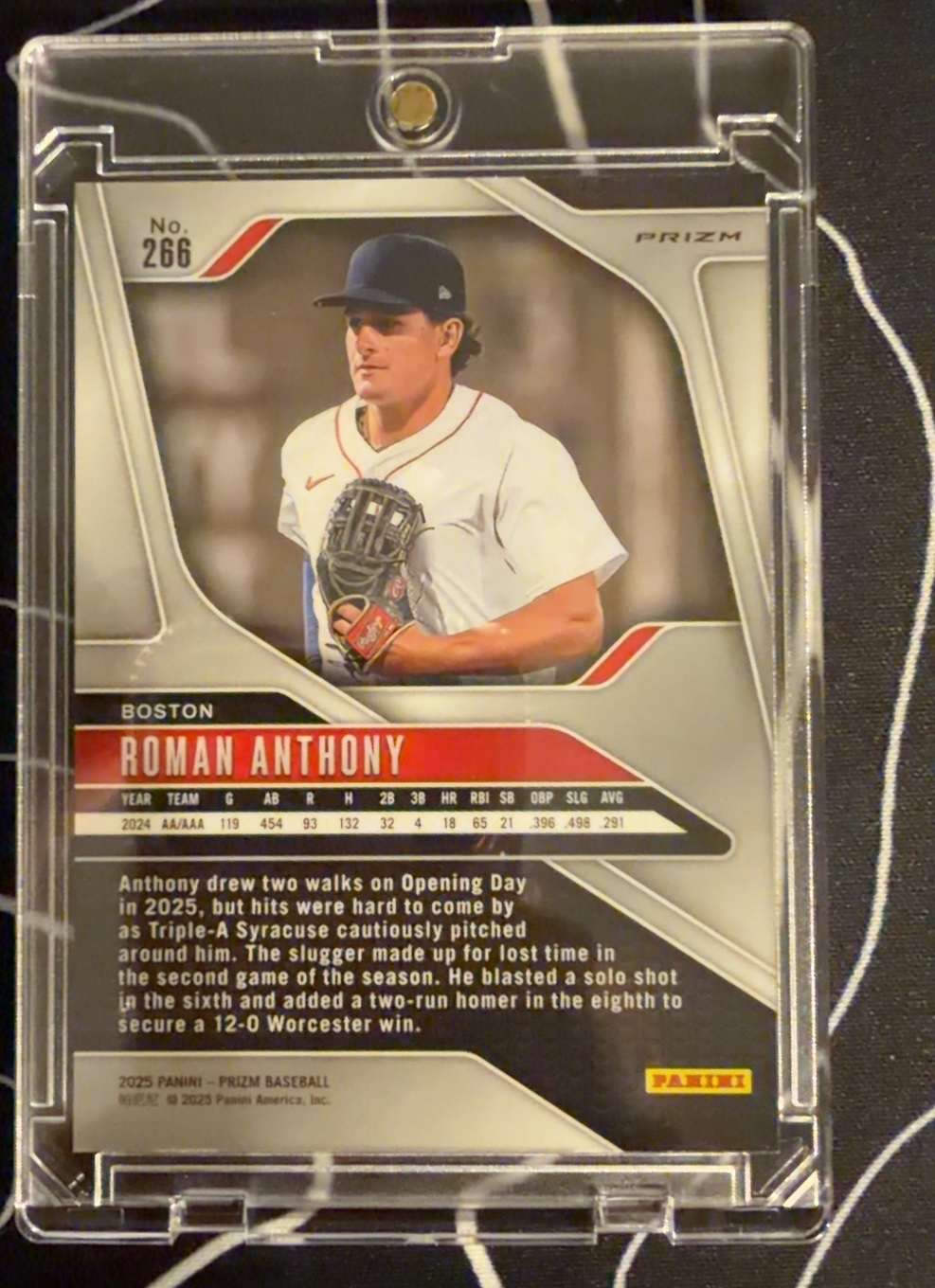 Roman Anthony 2025 Panini Prizm back