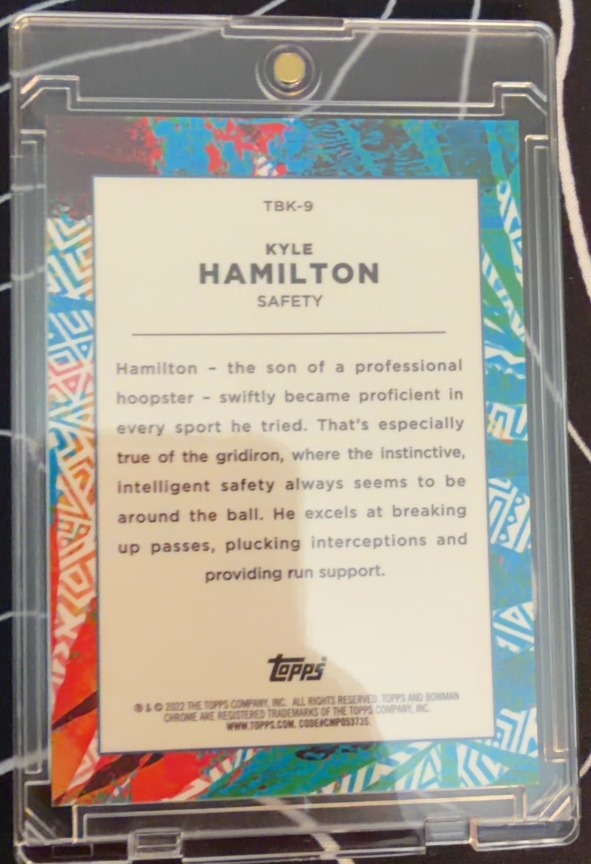Kyle Hamilton 2022 Bowman Chrome U back